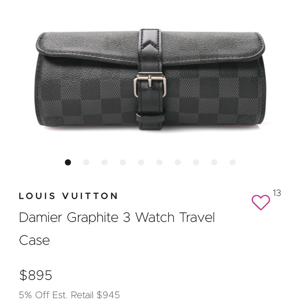 LOUIS VUITTON 
Damier Graphite 3 Watch Travel Case